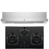 BUNDLE: ECP9541X 90CM PULL-OUT EXTRACTOR HOOD & EGT7836BEP 78CM 3-BURNER TG GAS HOB