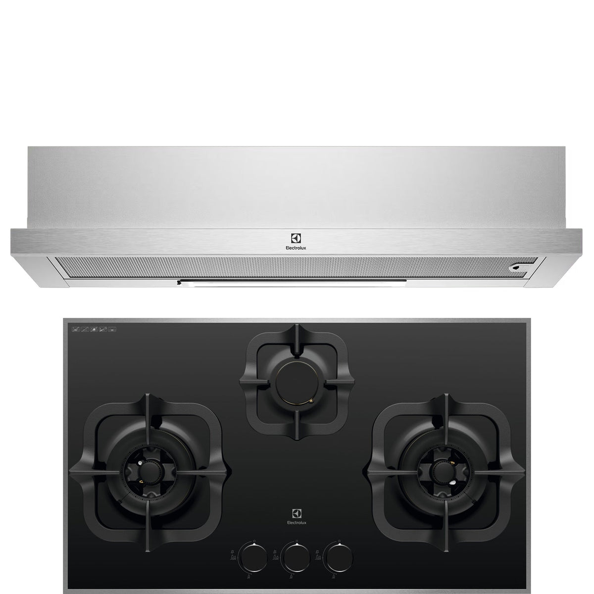 BUNDLE: ECP9541X 90CM PULL-OUT EXTRACTOR HOOD & EGT7836BEP 78CM 3-BURNER TG GAS HOB