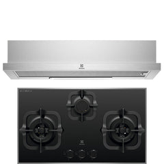 BUNDLE: ECP9541X 90CM PULL-OUT EXTRACTOR HOOD & EGT7836BEP 78CM 3-BURNER TG GAS HOB