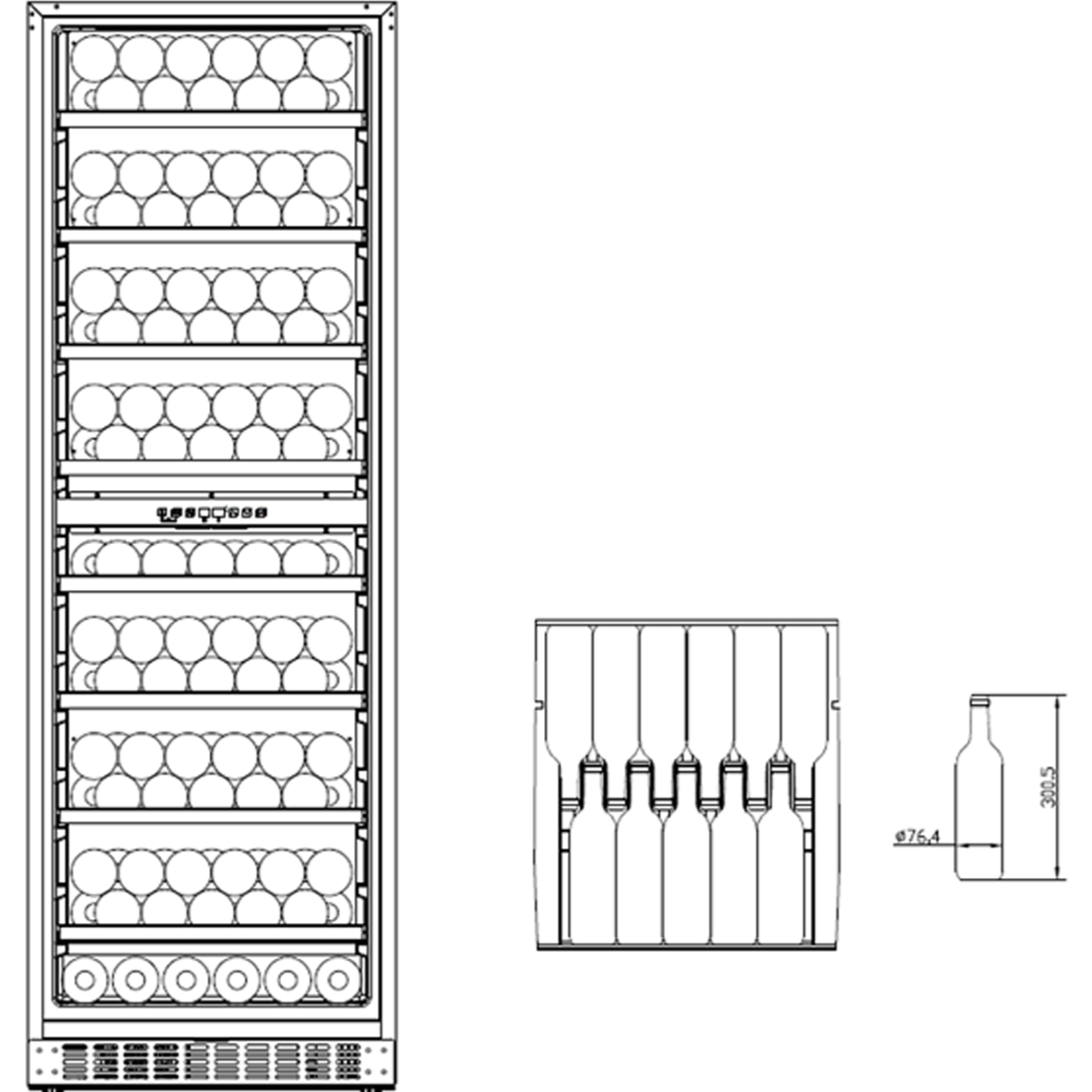 BFW171DBA 171 BOTTLES DUAL-ZONE WINE CHILLER