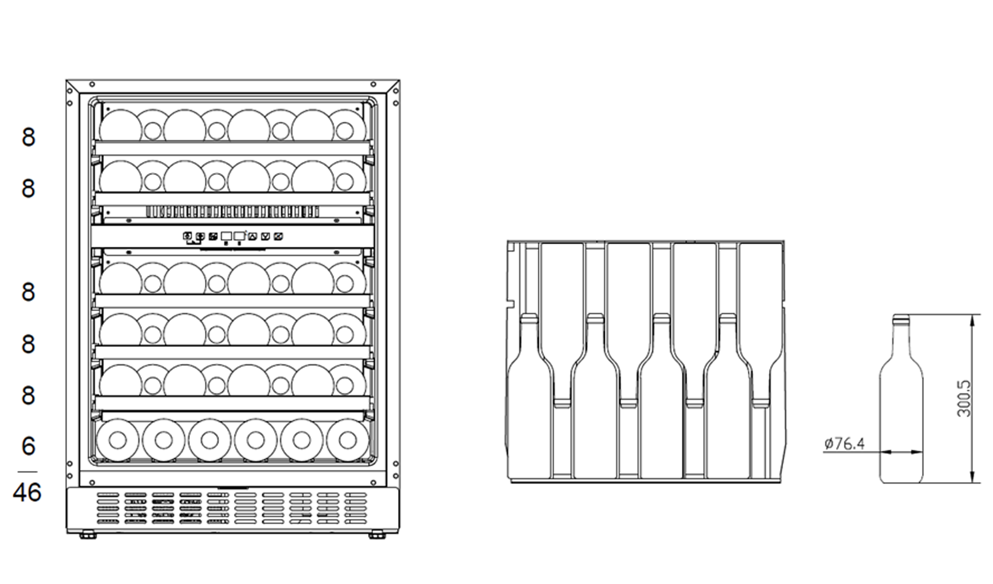 BUW46DBA 46 BOTTLES DUAL-ZONE WINE CHILLER