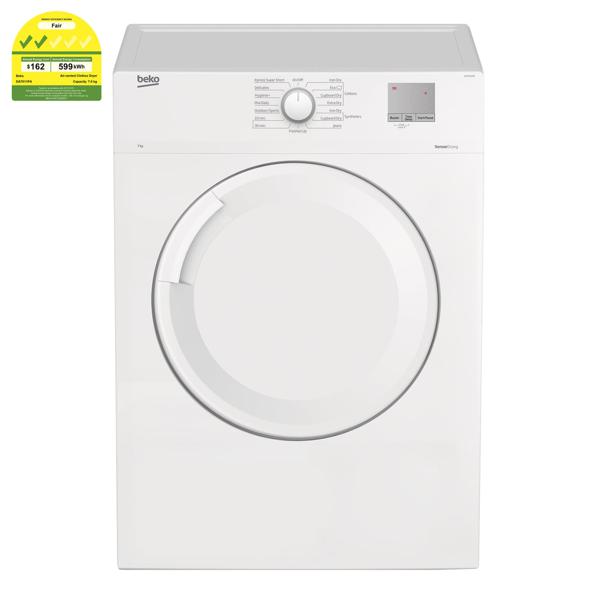 DA7011PA 7KG VENTED DRYER