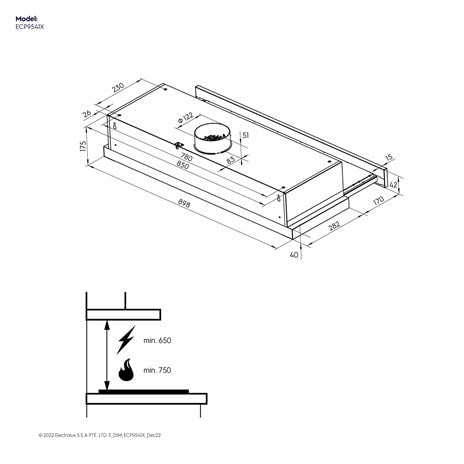 90CM BUNDLE: ECP9541X PULL-OUT EXTRACTOR HOOD & EHG9350 3-BURNER GAS HOB